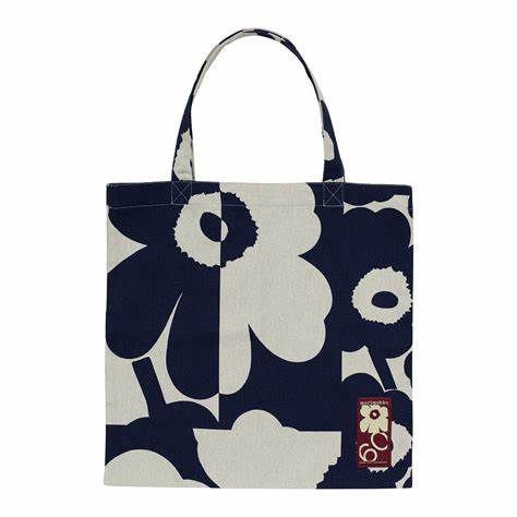 Marimekko Pieni Unikko Tote Navy and Natural