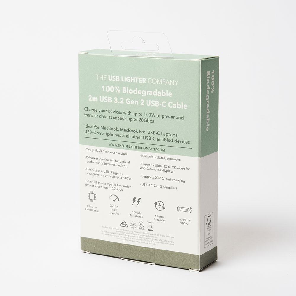 Green USB-C to USB-C Charge & Sync Cord Biodegradable