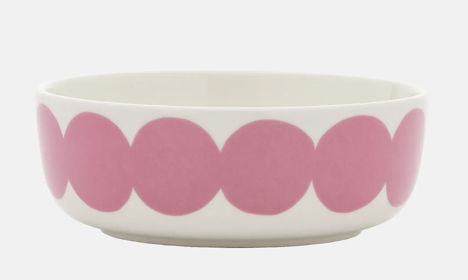 Marimekko Pink and White Dots Shallow Bowl