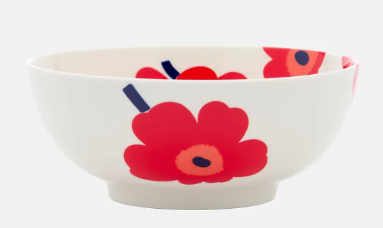 Marimekko Large Red Unikko Serving or Pasta Bowl