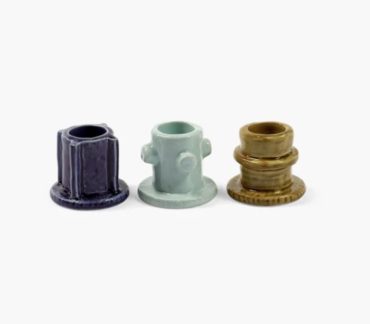 Glazed Ceramic Candle Holders by Marie Michielssen SET of 3 Short