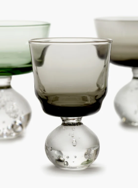 Bubble Stemmed Glass by Bela Silva Small Smokey Grey