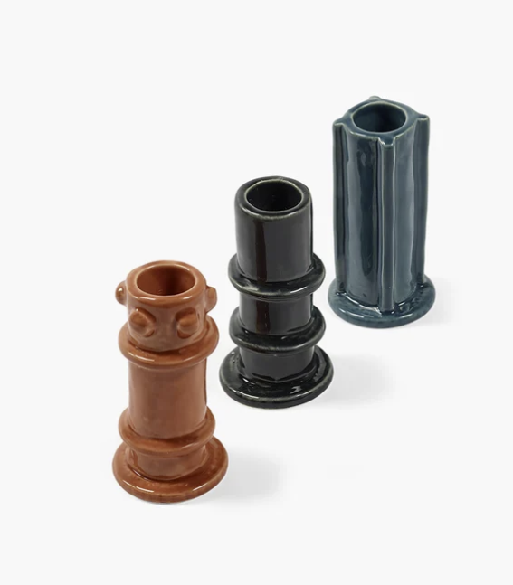 Glazed Ceramic Candle Holders by Marie Michielssen SET of 3 Medium (Copy)