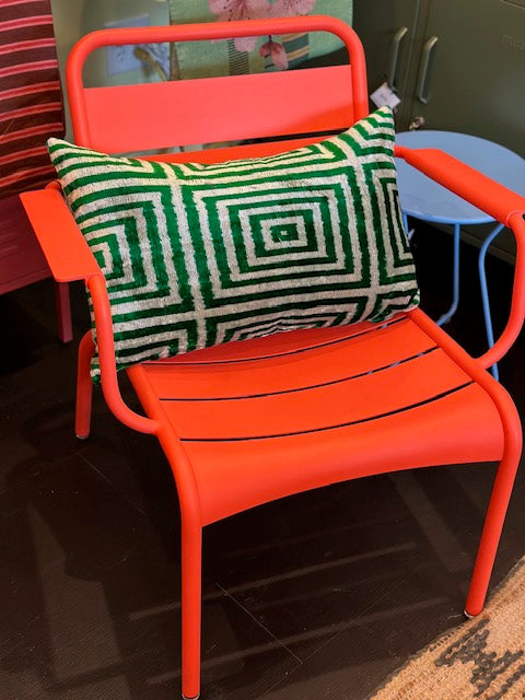 Silk Velvet Pillow Green Geometric Square Cover