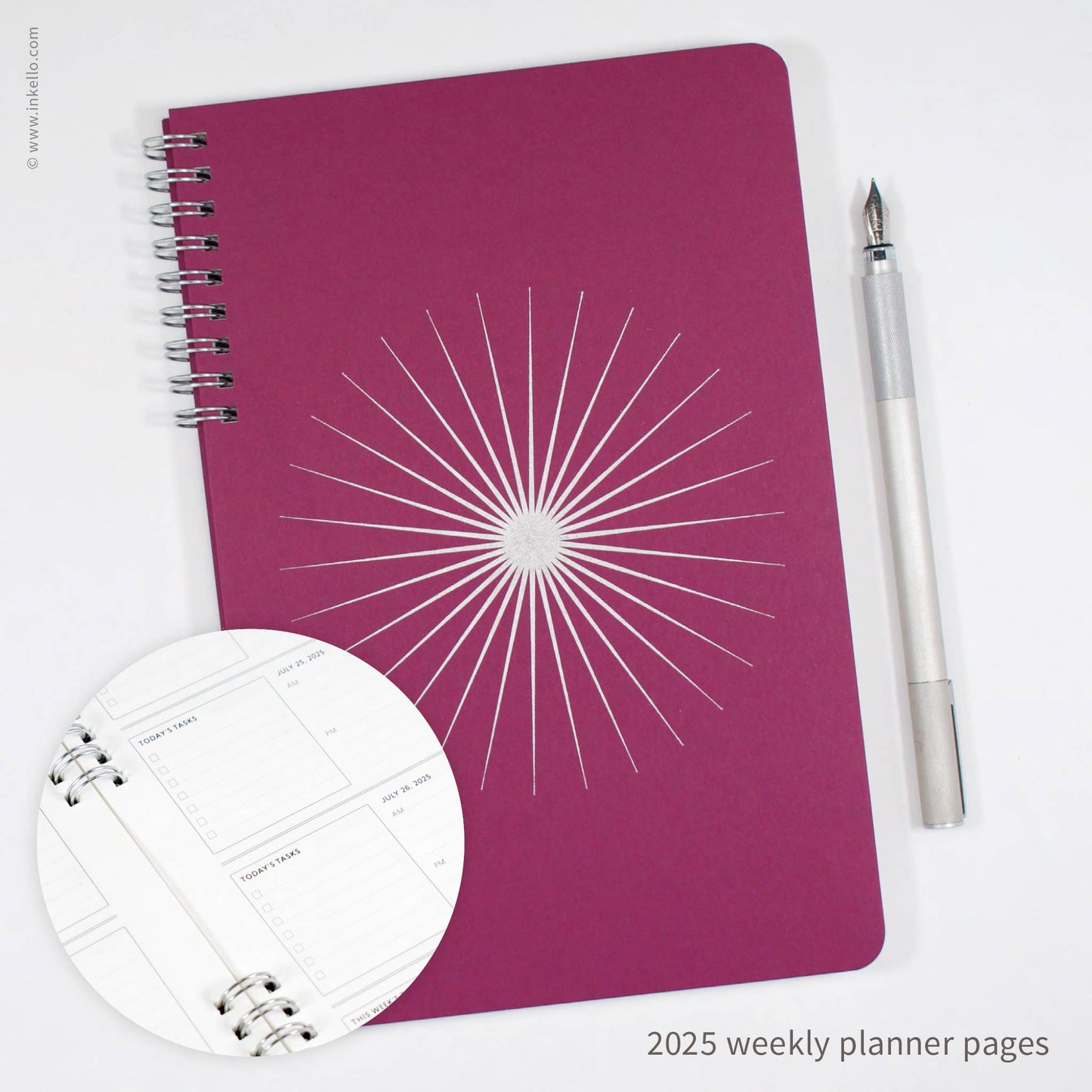 Big Burst Weekly Planner with Mulberry Cover and Silver Ink