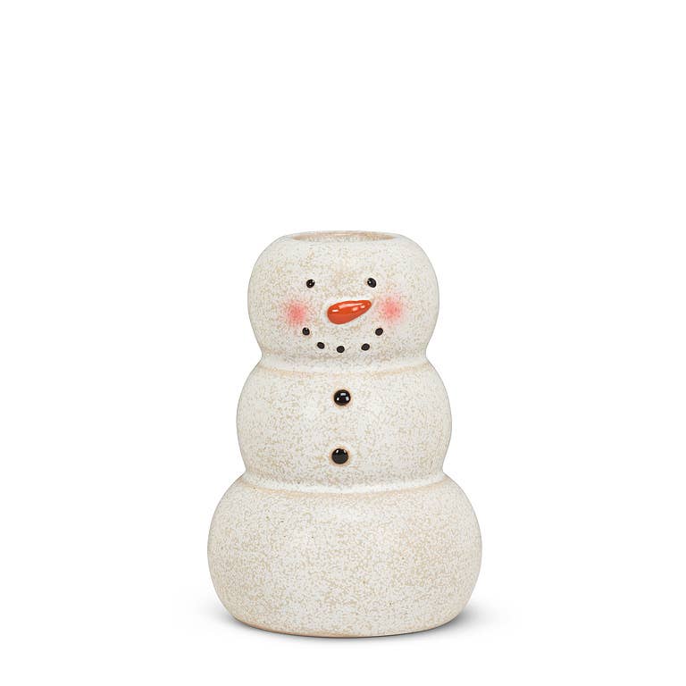 Small Happy Snowman Taper Holder