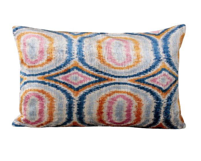 Silk Velvet Ikat Pillow Circles Cover