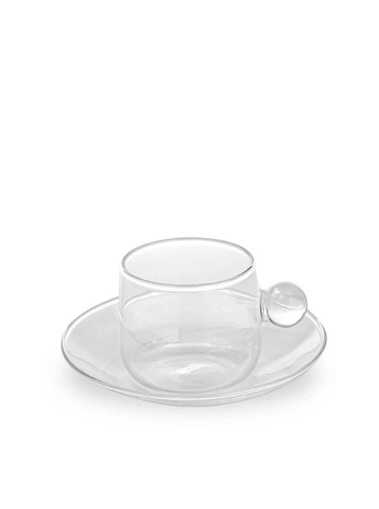 Bilia Glass Espresso Cup & Saucer Set