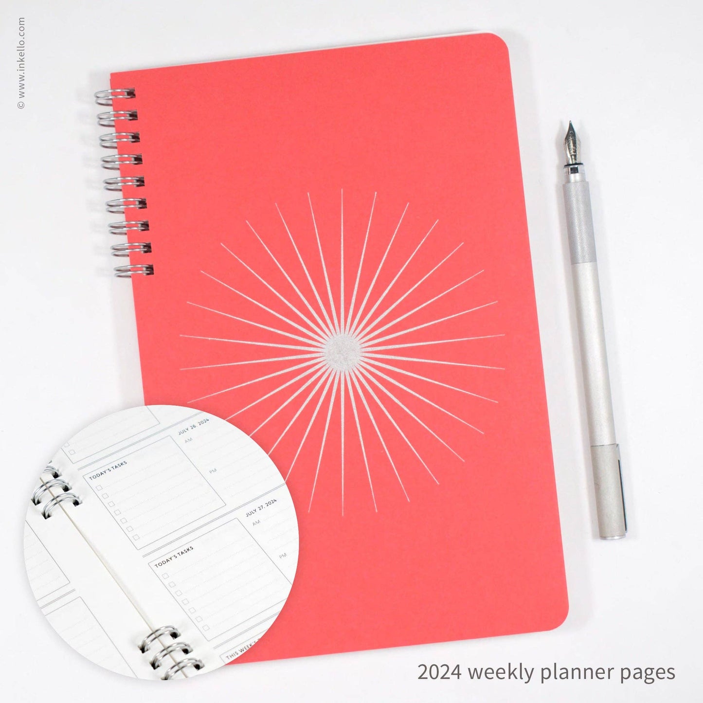 Big Burst Weekly Planner with Coral Cover and Silver Ink (#6