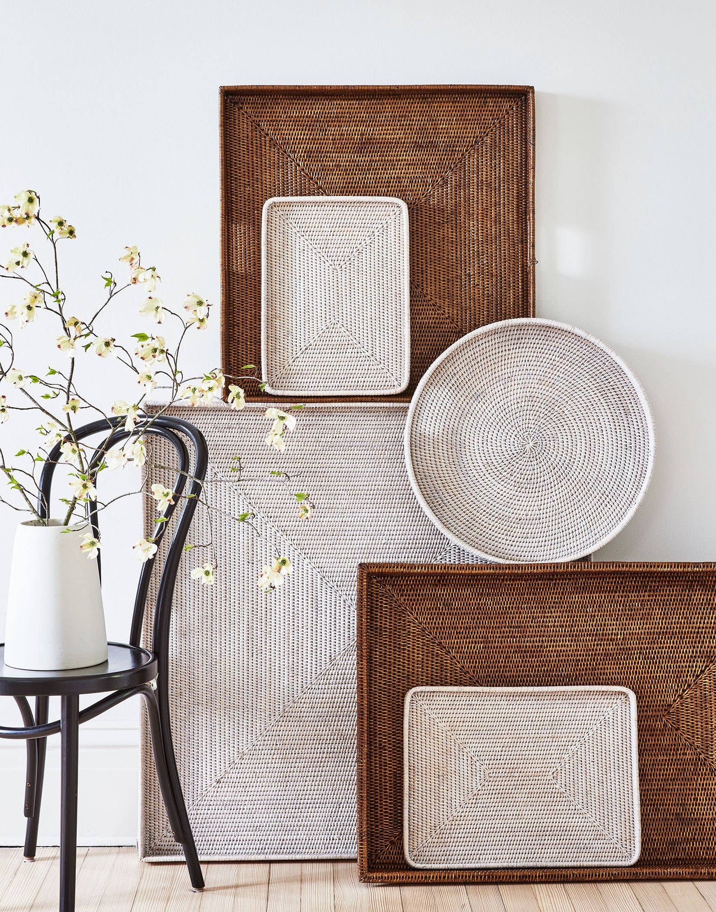 Round Rattan Tray with Handle Cut Out