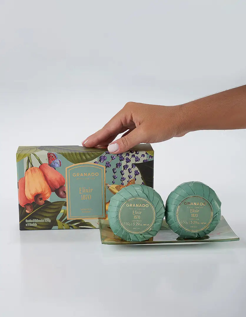 Granado Elixir Bar Soap Duo with Glass Tray 150g x 2