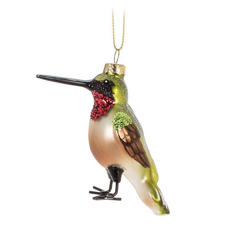 Ruby Throat Hummingbird Ornament-3.5"L