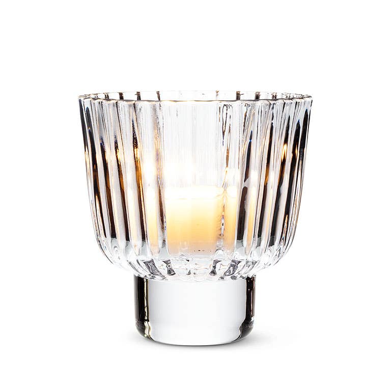 Ribbed Glass Tealight Holder
