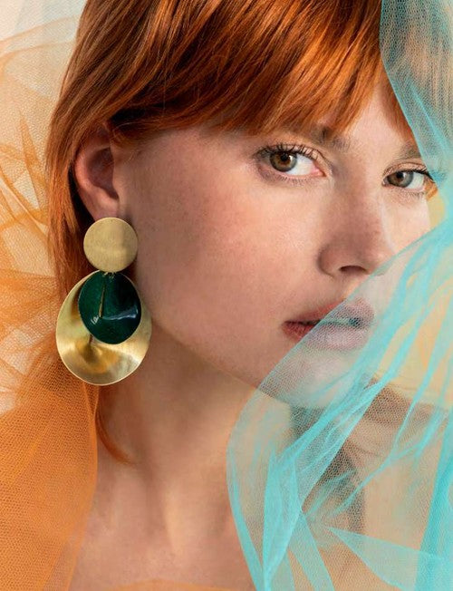 Sibilia Half Fruit Earrings Deep Green LG