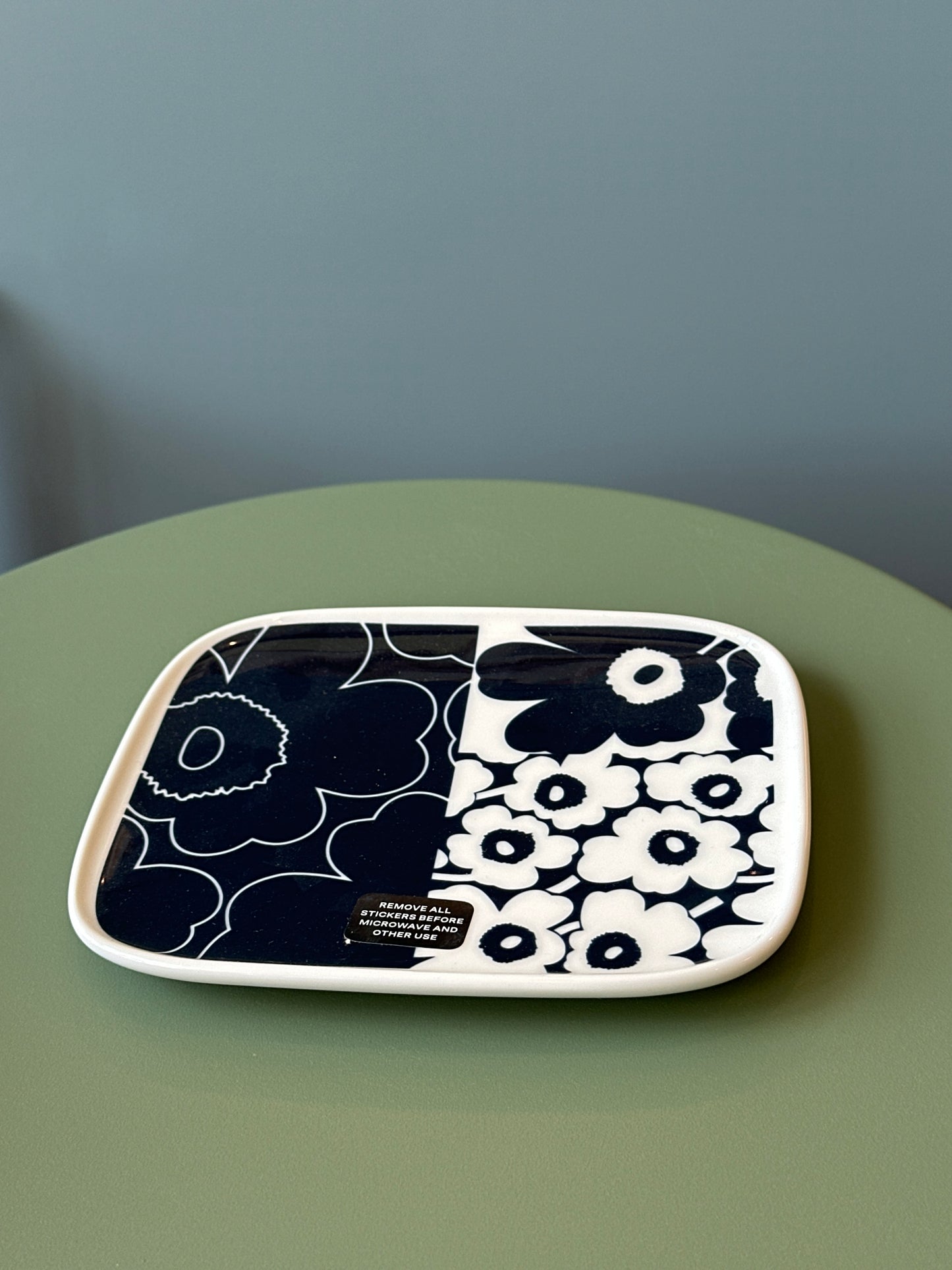 Marimekko Navy Unikko Small Rectangular Plate