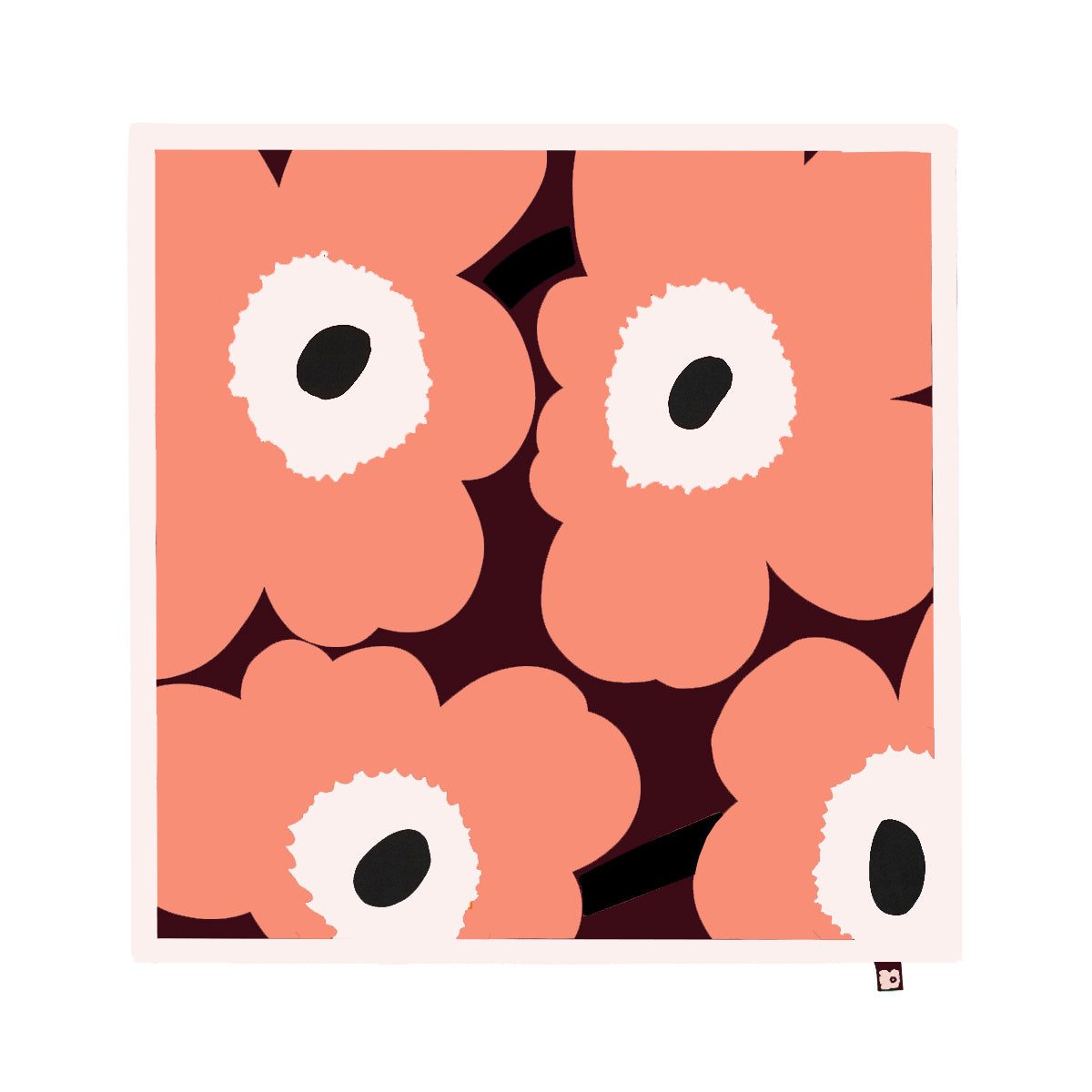 Marimekko Silk Unikko Scarf Pink, Burgundy, Black 28" x 28"