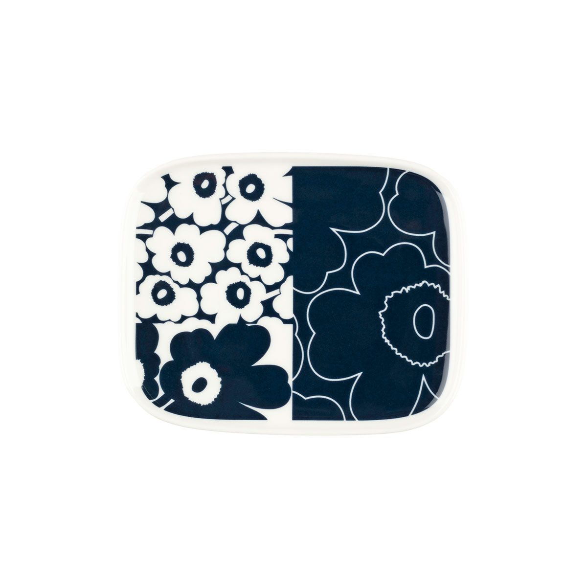 Marimekko Navy Unikko Small Rectangular Plate
