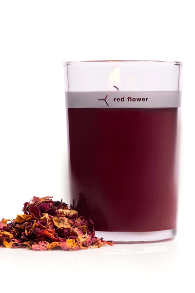 Red Flower Scented Candle 6 oz Glass