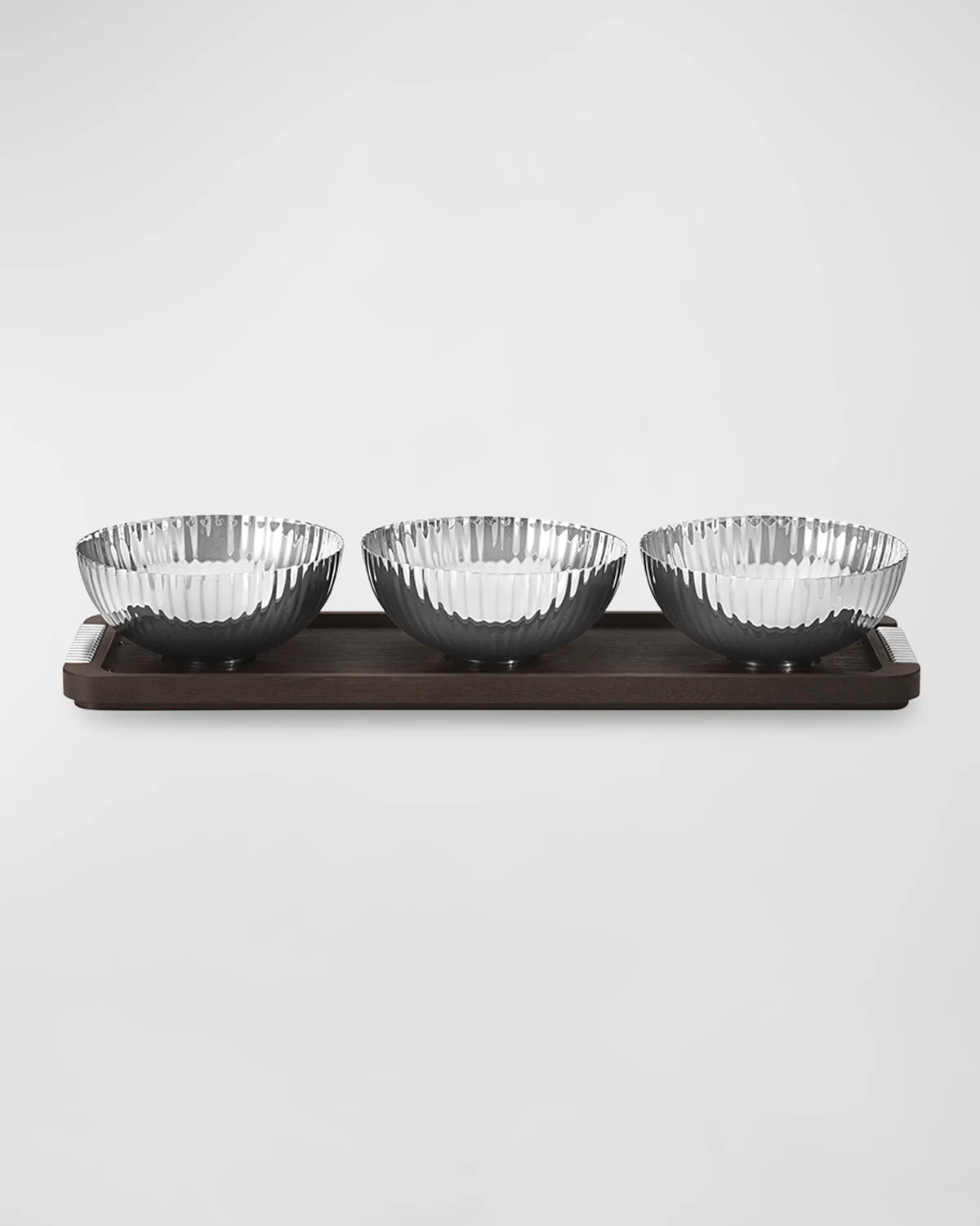 Georg Jensen Triple Bowl Set in Smoked Oak Stand