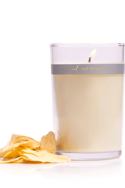 Red Flower Scented Candle 6 oz Glass
