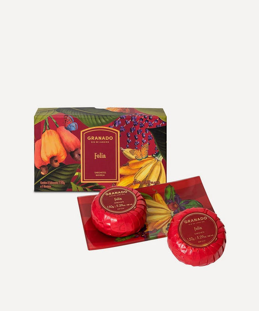 Granado Folia Bar Soap Duo with Glass Tray 150g x 2
