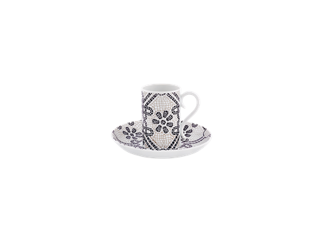 Mosaic Motif Calcada Portuguesa Espresso Coffee Cup and Saucer