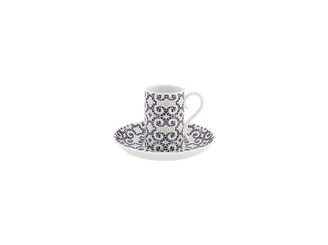 Mosaic Motif Calcada Portuguesa Espresso Coffee Cup and Saucer