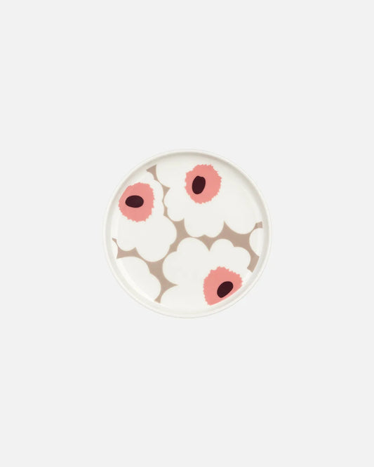 Marimekko Small Round Plate White and Pink Unikko 13.5cm