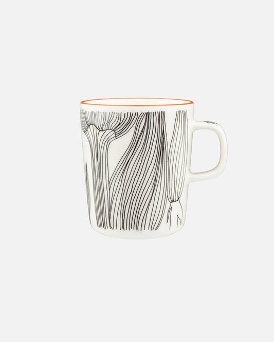 Marimekko Breakfast Mug with Orange Rim 2.5DL