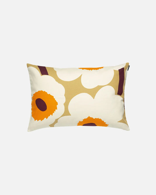 Marimekko Beige and Orange Unikko Pillow Cover 40x60 Cm 16 x 23"