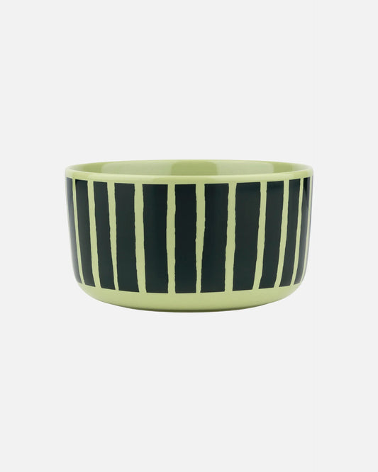 Marimekko Dark Green and Light Green Piccolo Stripe Bowl
