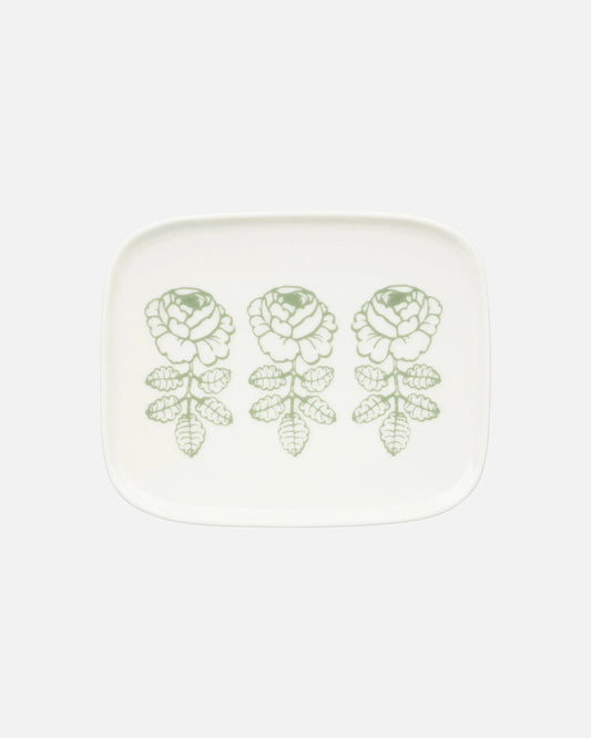 Marimekko White and Green VIHKIRUUSU MUKI Rectangular Plate