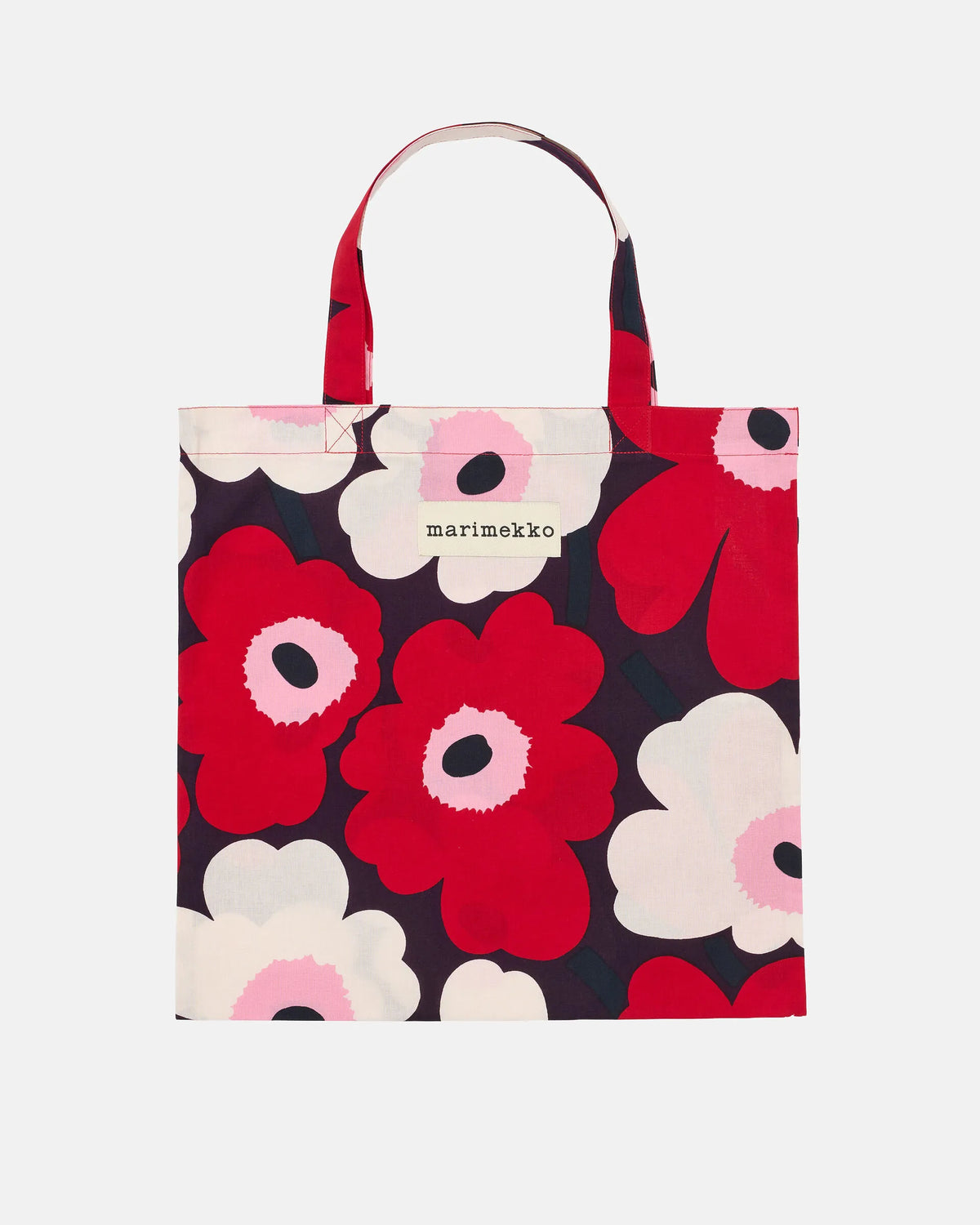 Marimekko Pieni Tote Bag - Burgundy, red, pink, and cream
