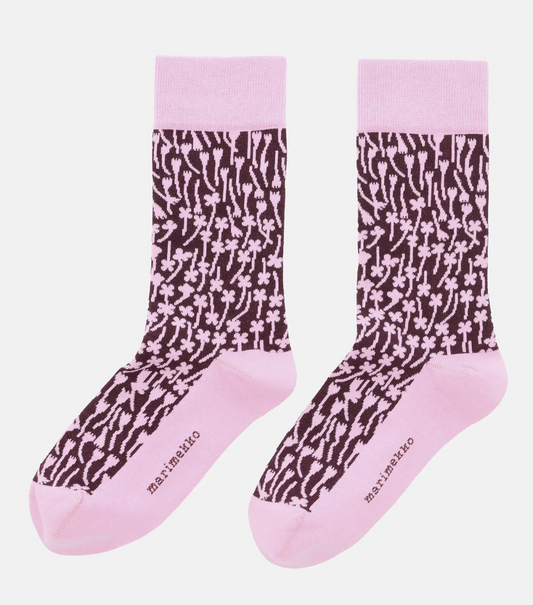Marimekko Linjaus Tuulahdus Socks Pink And Burgundy