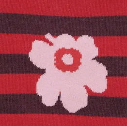 Marimekko Tasaraita Unikko One Socks Pink Red & Burgundy