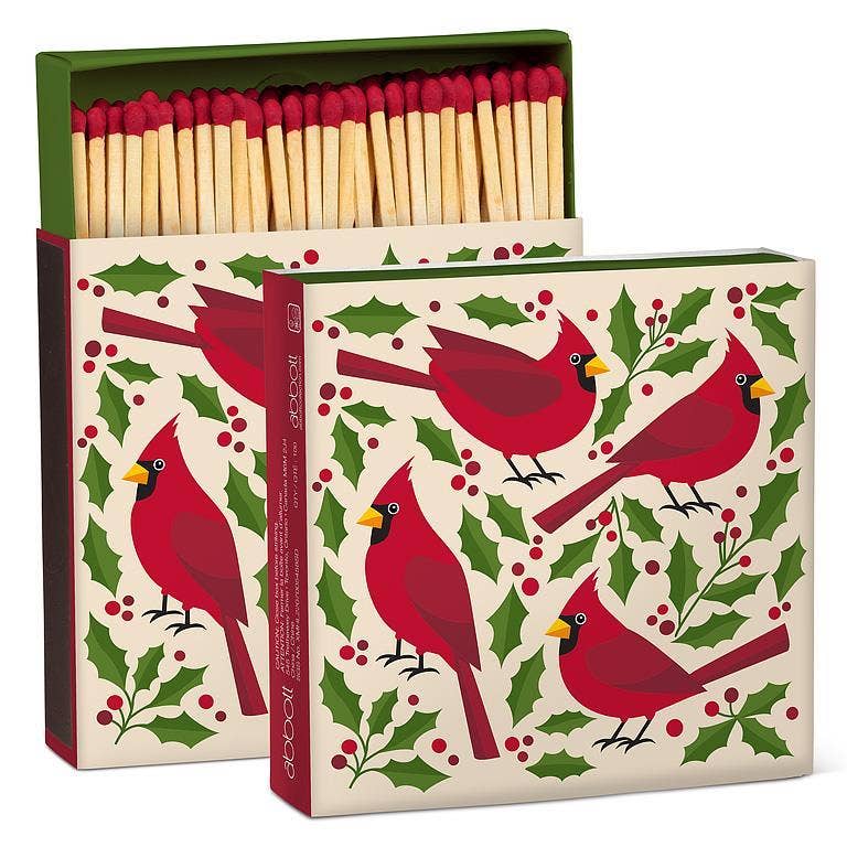 Cardinals & Holly Square Box of Matches