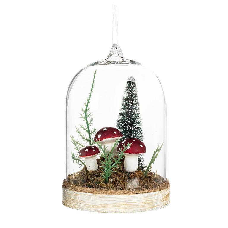 Mushroom in Forest Dome Ornament 4"H