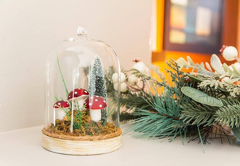 Mushroom in Forest Dome Ornament 4"H