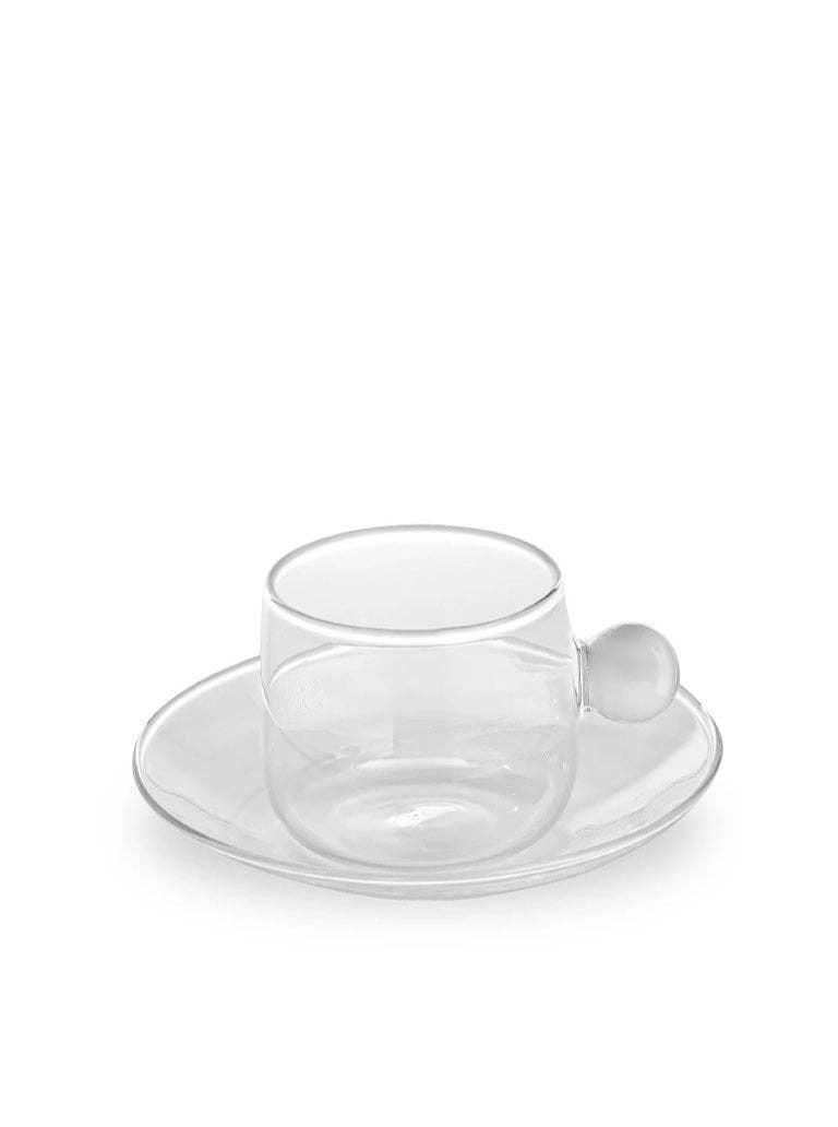 Bilia Glass Espresso Cup & Saucer Set