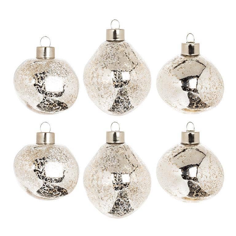 Silver Organic Shape Ornament. Set of 6.