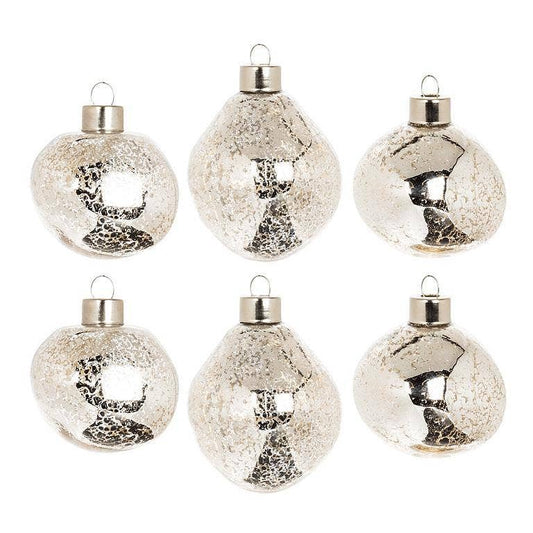 Silver Organic Shape Ornament. Set of 6.