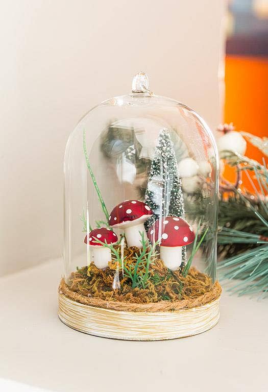 Mushroom in Forest Dome Ornament 4"H