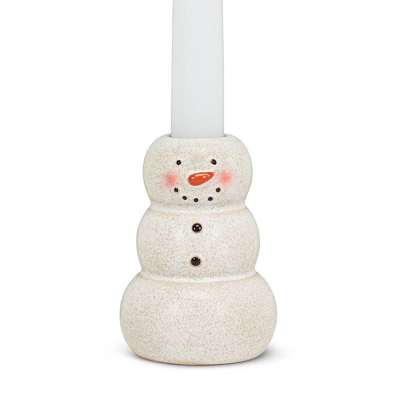 Small Happy Snowman Taper Holder