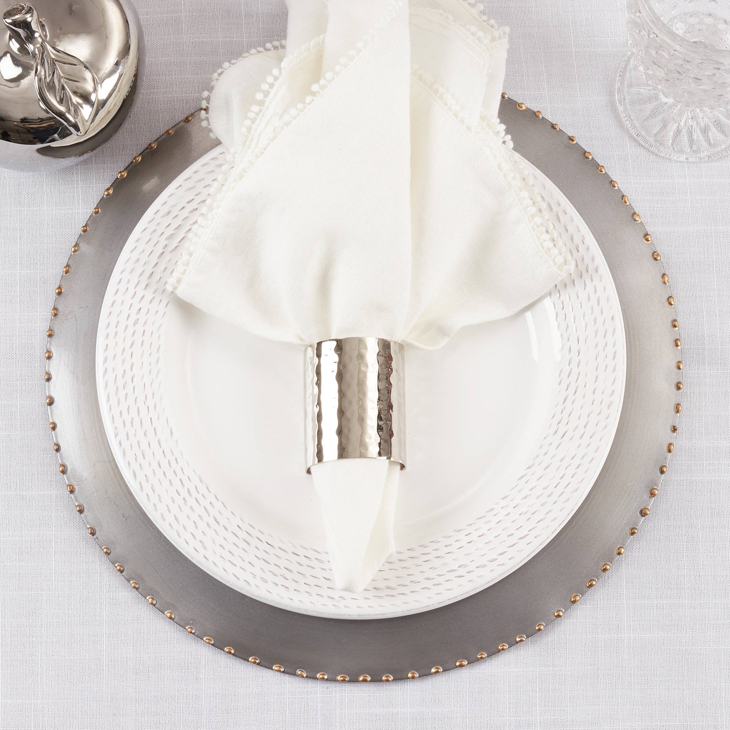 Hammered Napkin Ring Silver