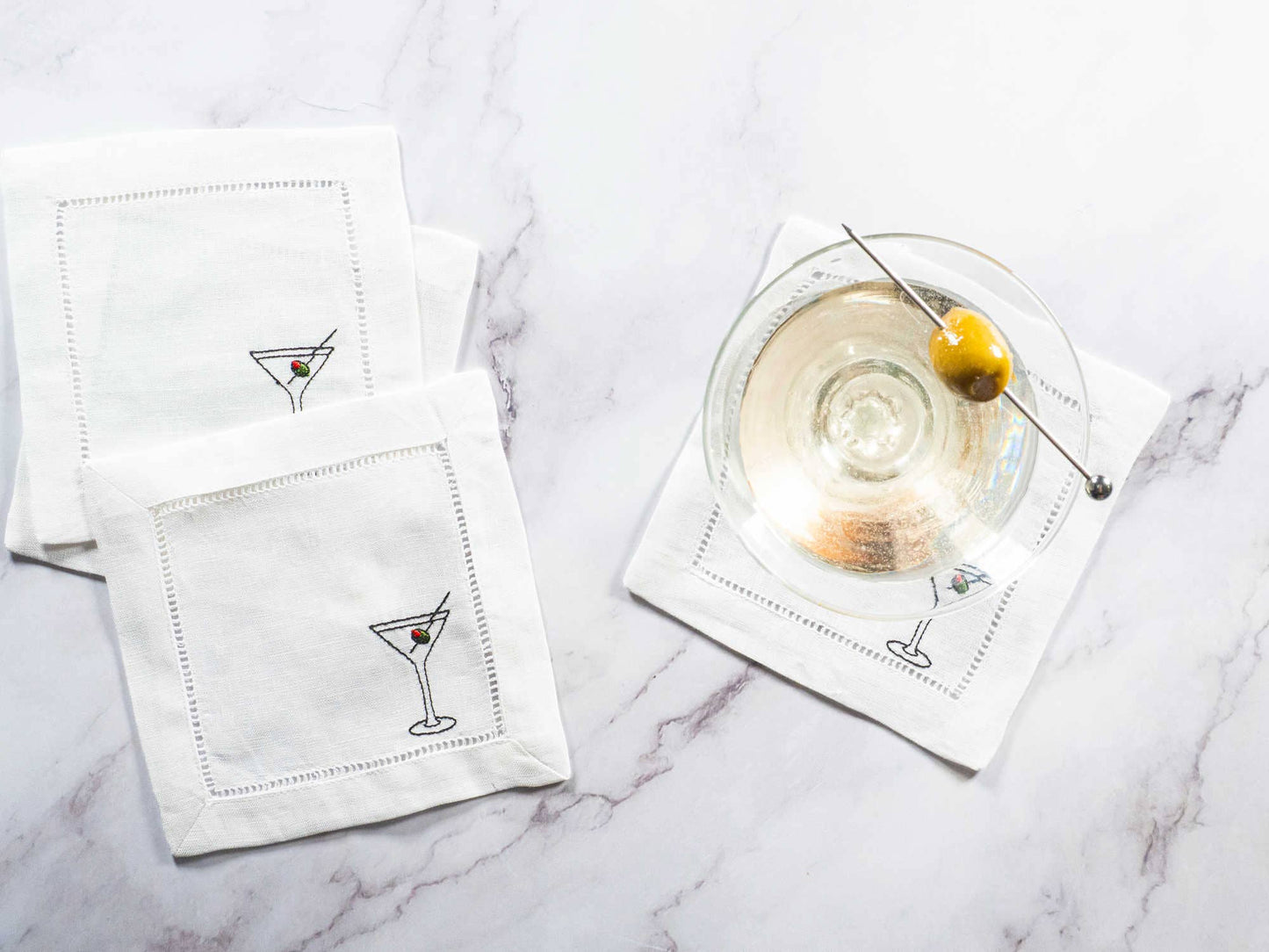 Martini Time Linen Coasters, set of four