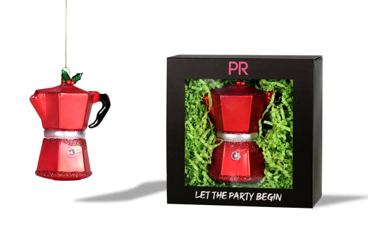 Red Moka Pot Glass Ornament