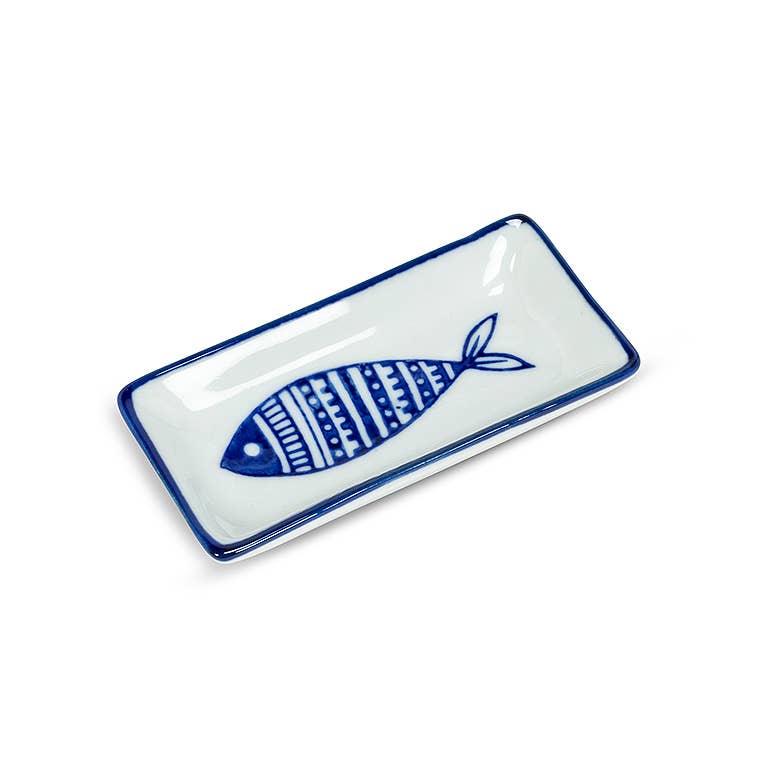 Small Rectangular Ceramic Fish Sauce Dish 3.5" L