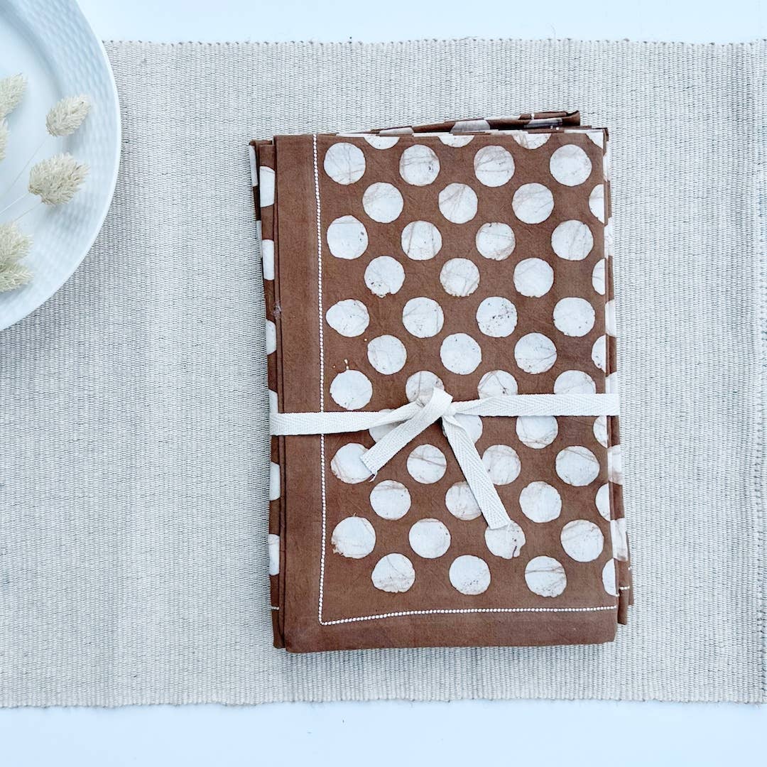 Amber Brown Polka Dot Cotton Dinner Napkin