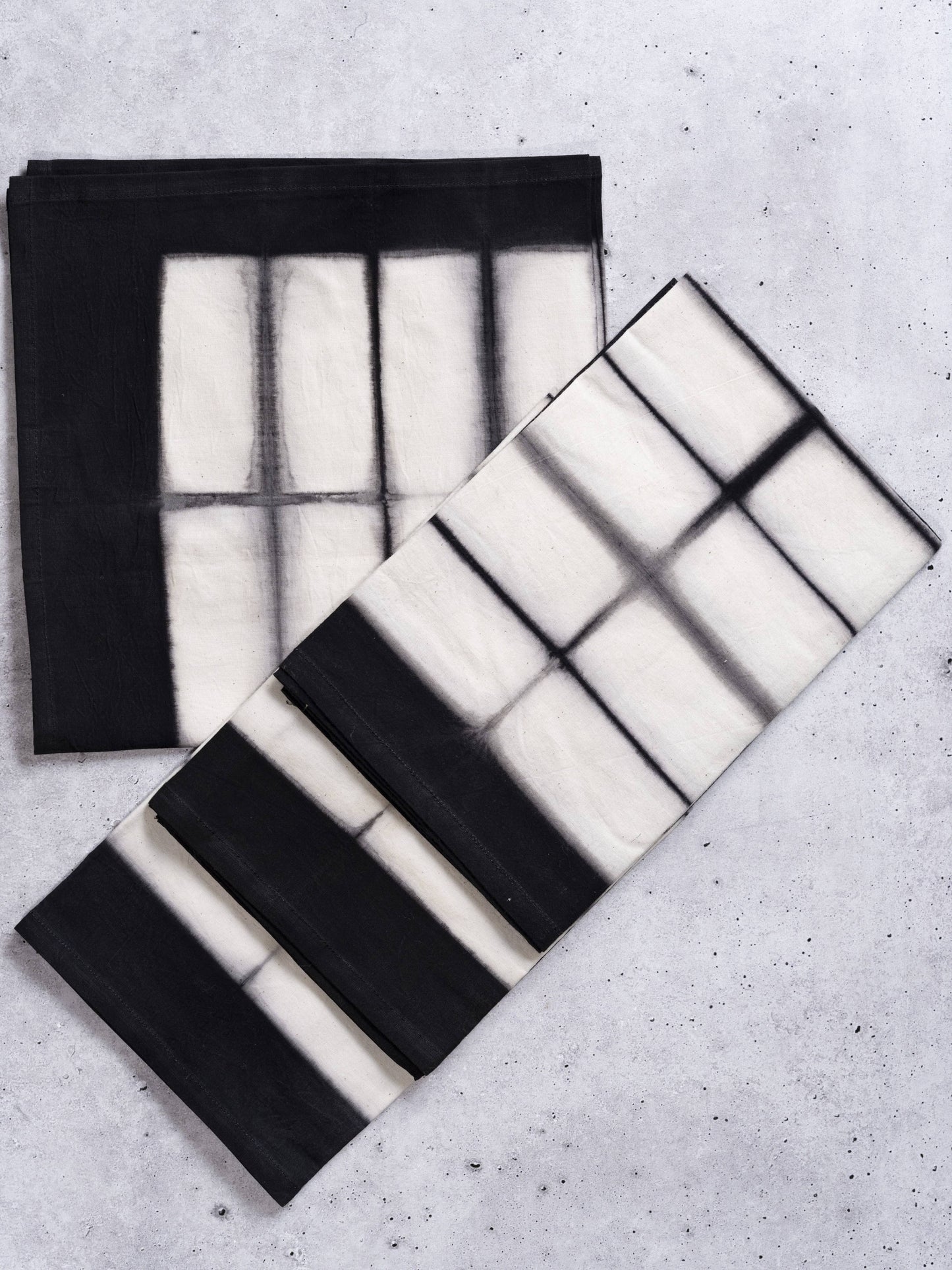 Black Cotton Dinner Napkins, Rectangle Batik Pattern