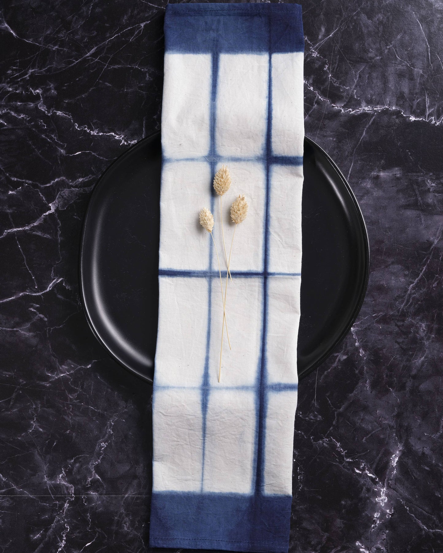 Blue Indigo Cotton Dinner Napkins Rectangle Batik Pattern